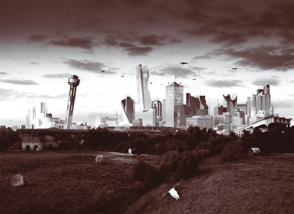 political ad, photo illustration, post apocalipse
